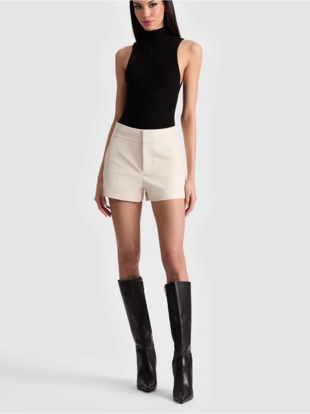 Alice and Olivia CADY White Leather Shorts - Picture 2 of 10